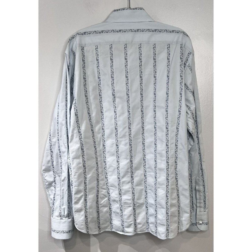 Ted Baker Slim Fit Mens Button Up Shirt Cotton Blend Size 6 2XL Blue Floral - Picture 2 of 15